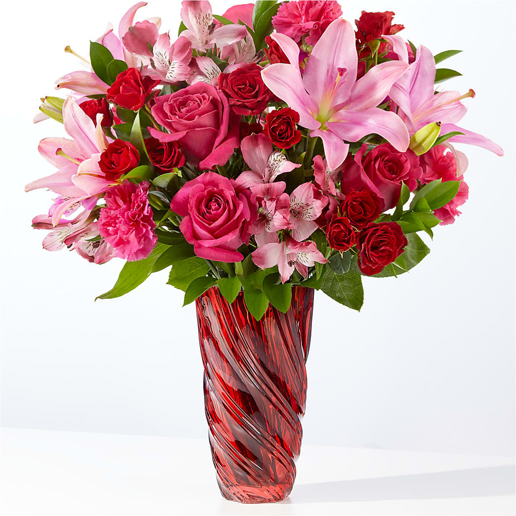 In Love Bouquet with Luxe Swirl Vase – Rose And Silk Florist Llc, Lewisville TX