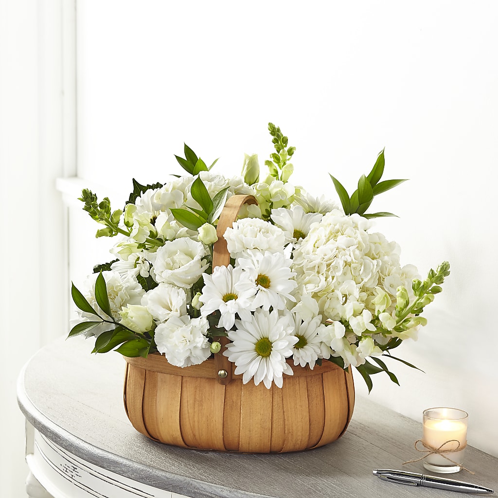 Pure Ivory Basket – Rose And Silk Florist Llc, Lewisville TX