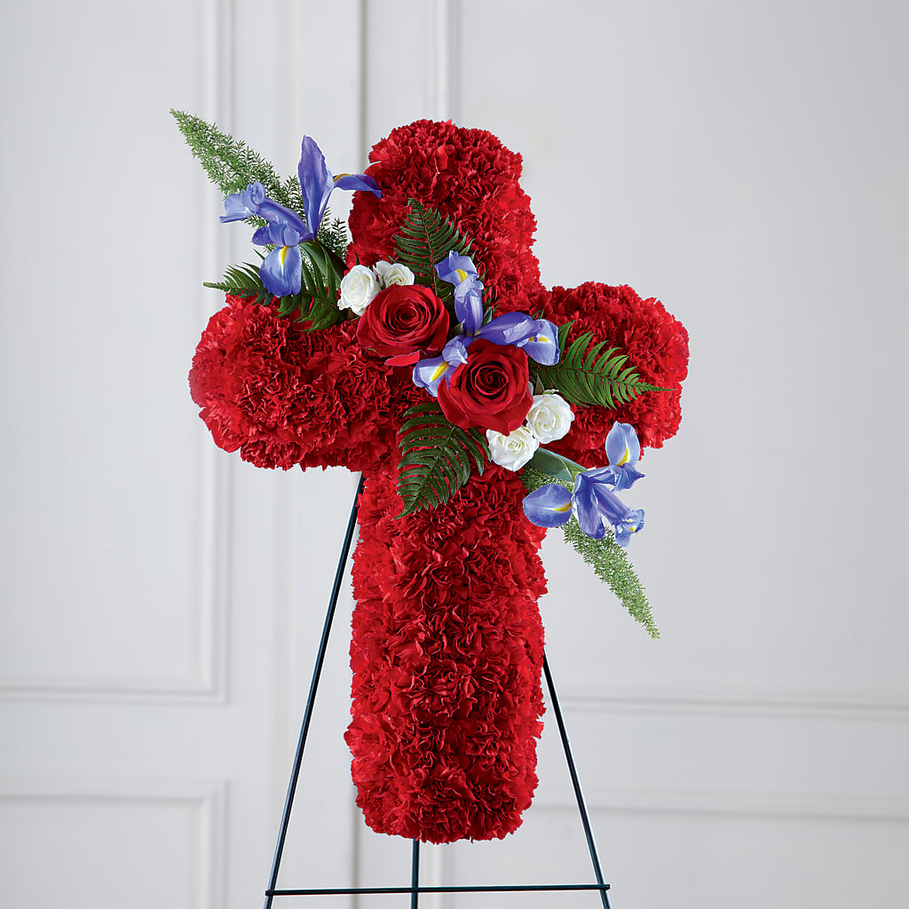 Faithful Hero Floral Cross –  Rose And Silk Florist Llc, Lewisville TX