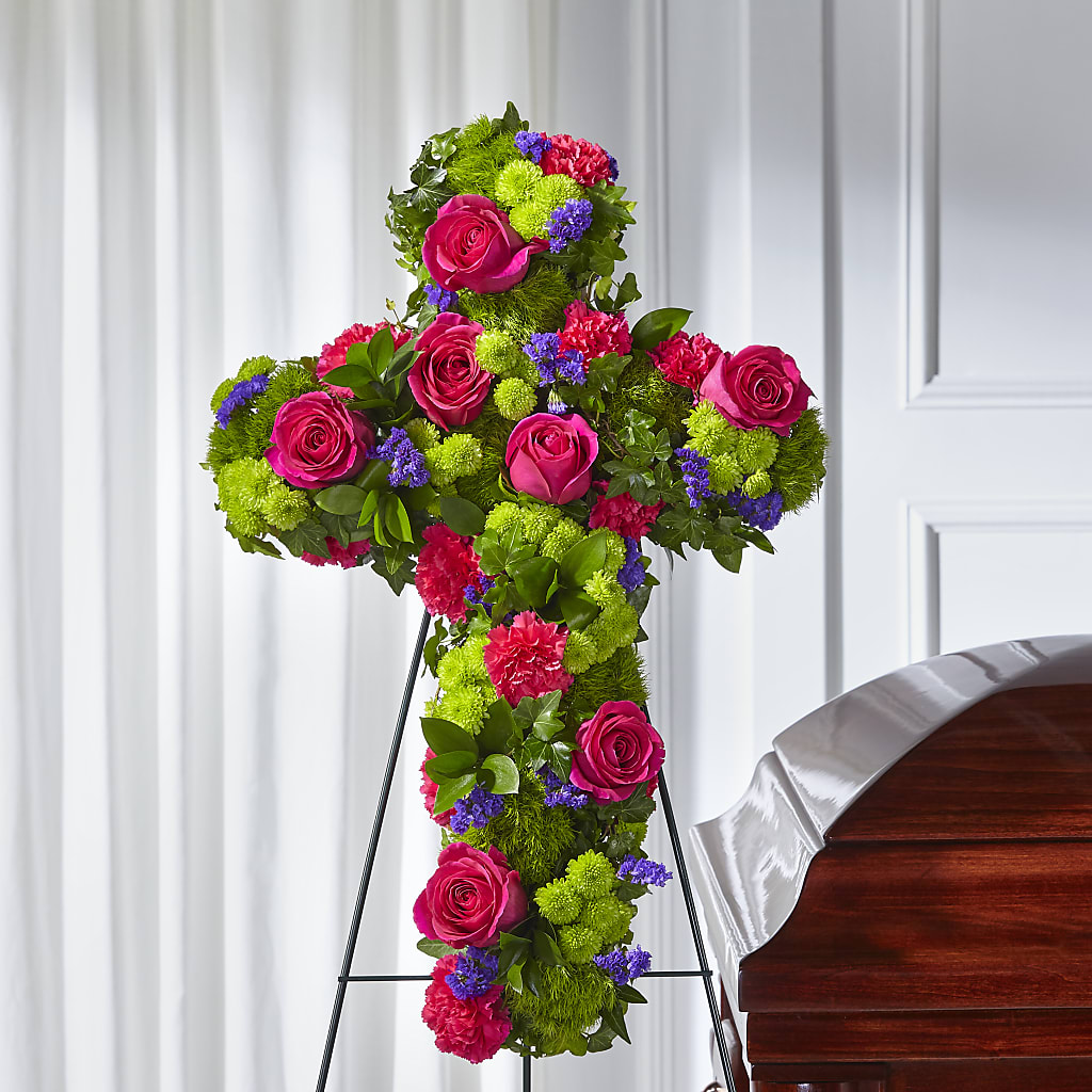 Tribute Rose Floral Cross –  Rose And Silk Florist Llc, Lewisville TX