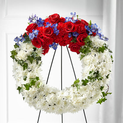 Patriotic Passion Wreath –  Rose And Silk Florist Llc, Lewisville TX