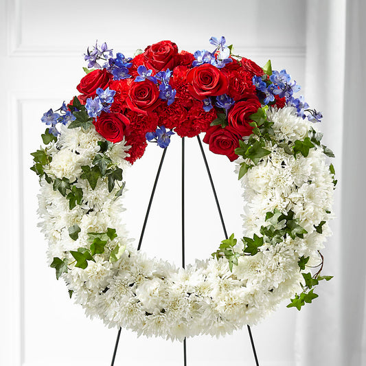 Patriotic Passion Wreath –  Rose And Silk Florist Llc, Lewisville TX
