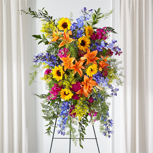 Sunlit Memories Standing Spray (Standard) –  Rose And Silk Florist Llc, Lewisville TX